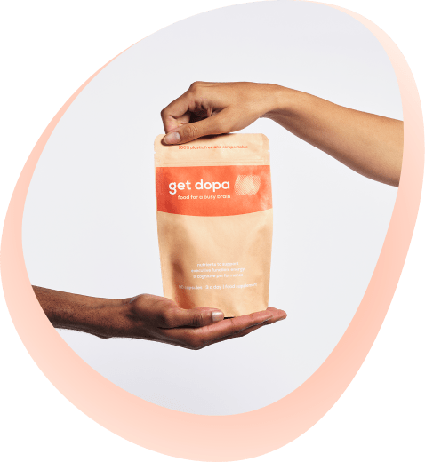 Two hands and pouch