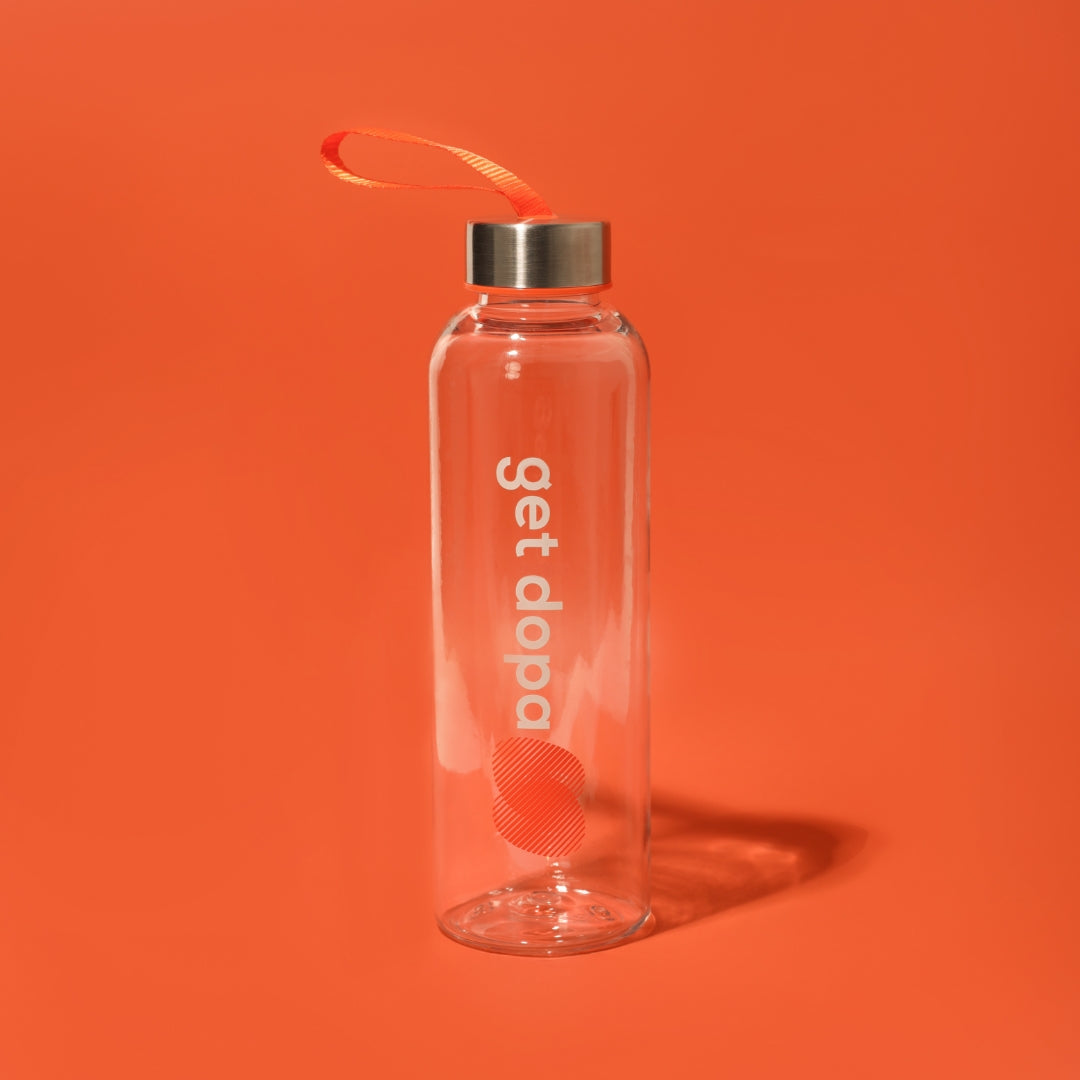 water bottle on orange background