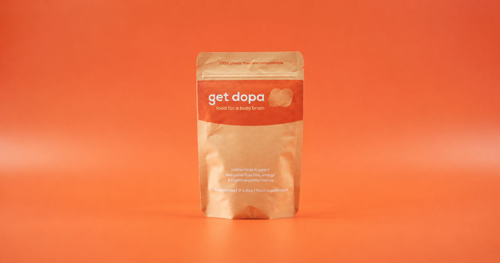 get dopa pouch on orange background